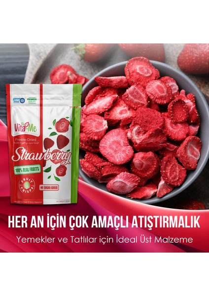 Freeze Dried Strawberry 15 gr Dondurularak Kurutulmuş Çıtır Çilek Atıştırmalık 10 Adet