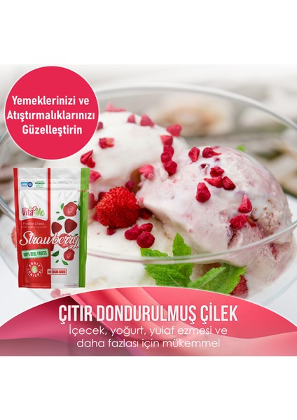 Freeze Dried Strawberry 15 gr Dondurularak Kurutulmuş Çıtır Çilek Atıştırmalık 10 Adet
