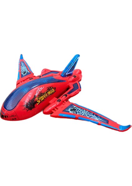 Sesli Işıklı Spidermanlı Çarp Dön Uçak 20 cm