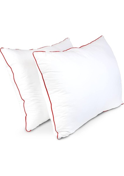 Home Kaz Tüyü Kırmızı Biyeli Yastık 50x70 Premium Uyku Yastığı