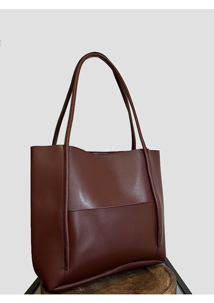 25464 - Ön Cepli Yavrulu Shopper Kadın Omuz Çantası