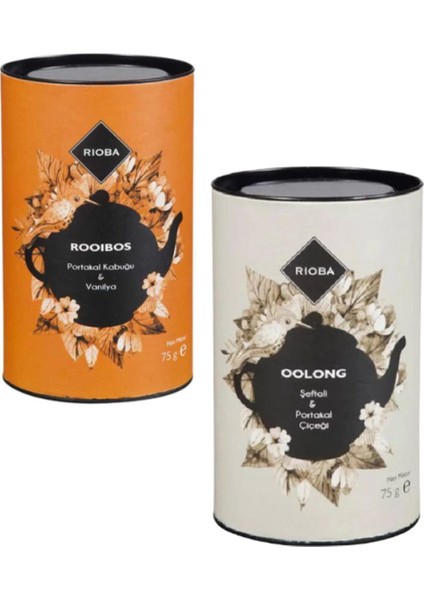 2'li Set Rıoba Portakal Kabuğu & Vanilya Çay ve Rioba Oolong Şeftali & Portakal Çiçeği Bitki Çayı 75 gr