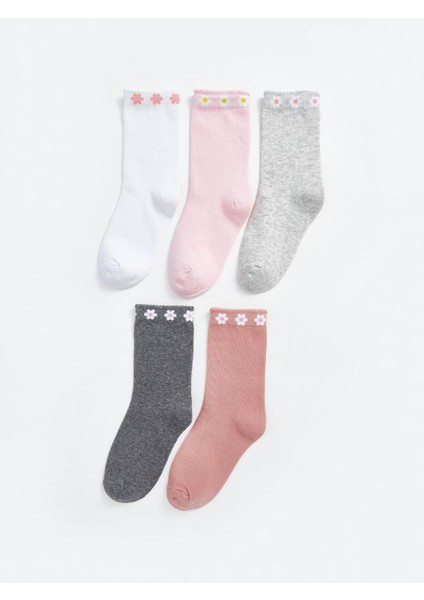 Kids Çiçekli Kız Çocuk Soket Çorap 5'li
