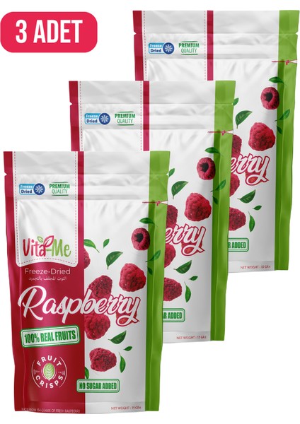 Freeze Dried Raspberry 15 gr Dondurularak Kurutulmuş Çıtır Frambuaz Atıştırmalık 3 Adet