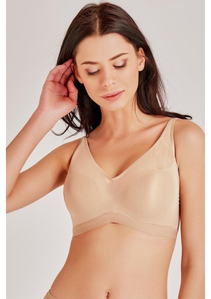 4636 Kadın Tül Detaylı Balensiz Toparlayıcı Sütyen-Ten modelleri