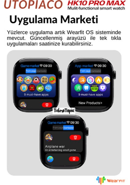Watch 10 Series Hk 10 Pro Max Akıllı Saat Amoled Gsensor Yapay Zeka Destekli Kulaklık Eşleştirme Çağrı Yanıtlama Dil Çeviri Desteği Galeri Kitap Okuma Oyun Oynama Tüm Telefon Modelleriyle Uyumlu