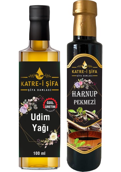 Özel Üretim Udim Yağı 100 ml + Özel Üretim Keçiboynuzu – Harnup Pekmezi/Özü 340 gr