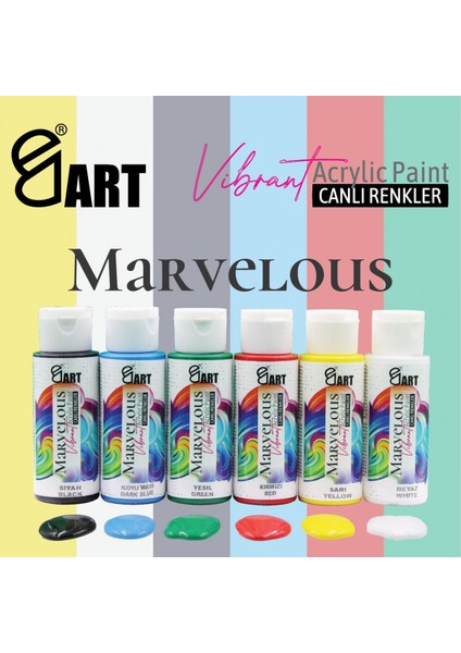 Marvelous 6x60ml Akrilik Boya Canlı Renkler Set / ed.5526