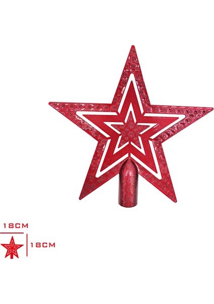 Kırmızı Yıldız Yılbaşı Ağaç Tepesi 18 cm