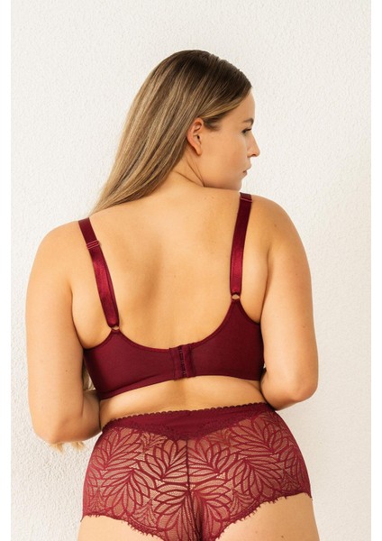 6485 Kadın Askısı Taşlı Dantelli Toparlayıcı Sütyen-Bordo modelleri