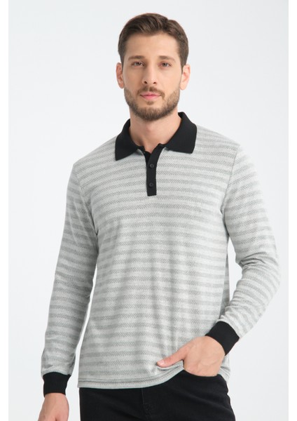 Bovec Erkek Dokulu Jakar Regular Fit Polo Yaka Düğmeli Triko Kazak