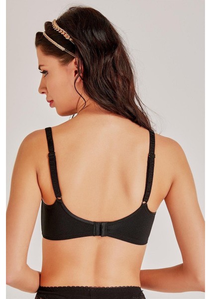 7857 Kadın Balenli Dantelli Toparlayıcı Sütyen-Siyah fiyatları