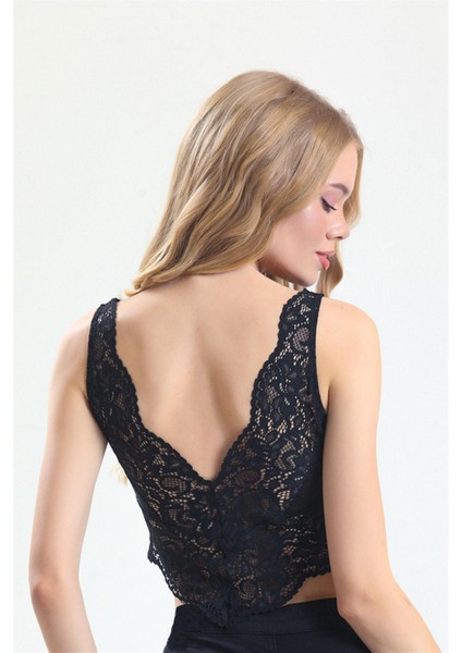 3317 Kadın Dantelli Destekli Bralet-Siyah fiyatları