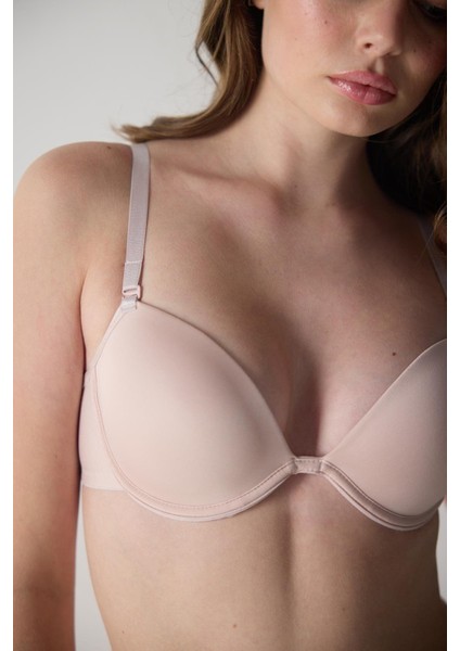 2169 Kadın Ortası Dekolte Düz Kumaşlı Destekli Sütyen-Pudra fiyatları