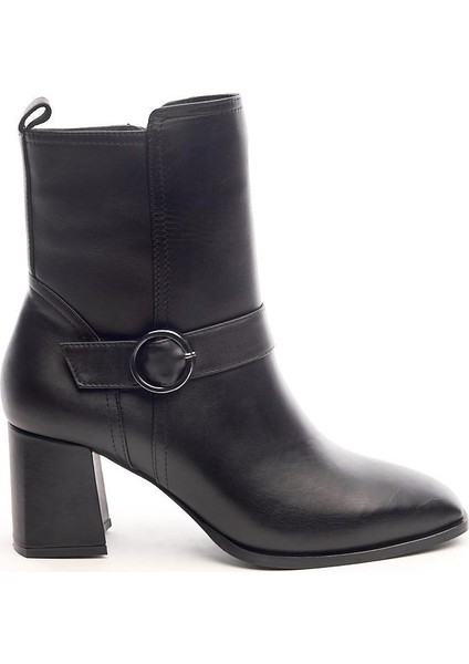 Klasik Deri Tokalı Topuklu Kadın Bot