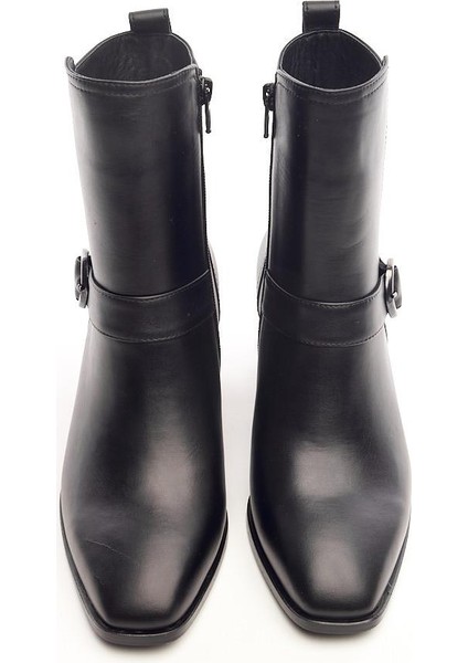 Klasik Deri Tokalı Topuklu Kadın Bot modelleri