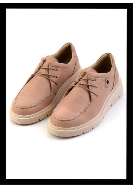 Bej Deri Kadın Loafer Ayakkabı K01034000203