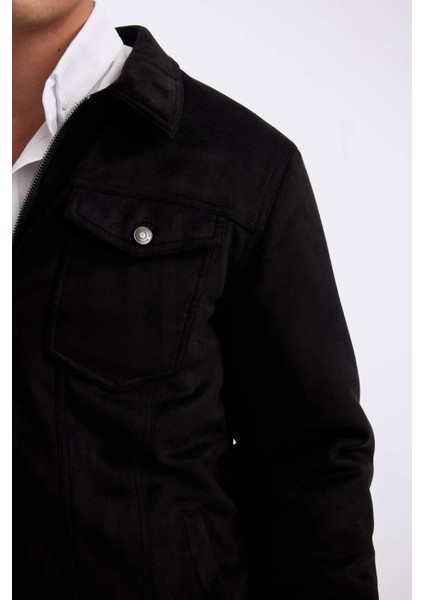 Slim Fit Dar Kesim Gömlek Yaka Fermuarlı Süet Ceket Mont A3254AX24AU indirimleri