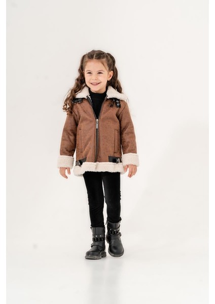 Kız Çocuk Içi Welsof Deri Kemer Detaylı Mont Üçlü Alt-Üst Takım modelleri