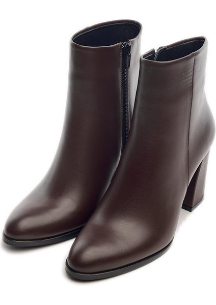 Klasik Deri Fermuarlı Topuklu Kadın Bot fiyatları