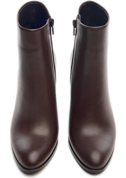 Klasik Deri Fermuarlı Topuklu Kadın Bot modelleri