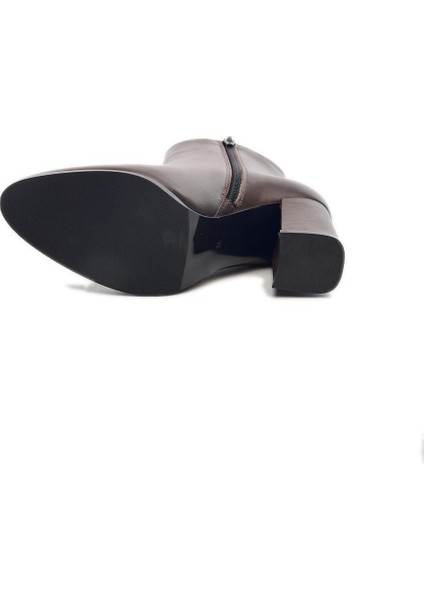 Klasik Deri Fermuarlı Topuklu Kadın Bot indirimleri