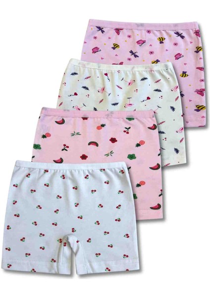 %95 Pamuklu Kız Çocuk Boxer Külot Iç Çamaşır 4lü Set