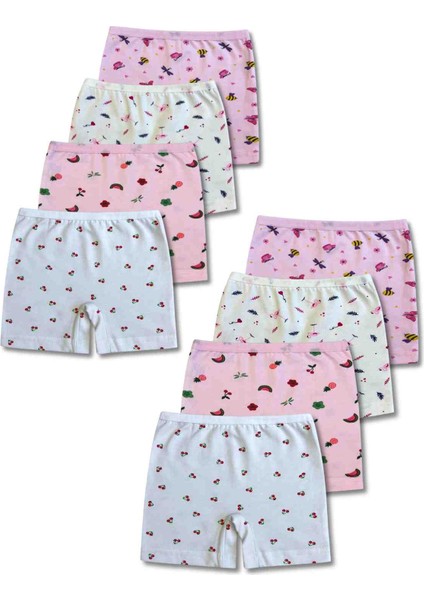 %95 Pamuklu Kız Çocuk Boxer Külot Iç Çamaşır 8li Set