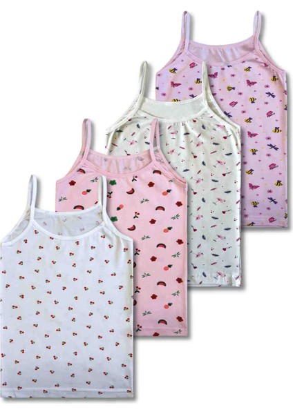 %95 Pamuklu Kız Çocuk Atlet Fanila Iç Çamaşır 4lü Set