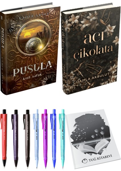 Acı Çikolata Ciltli ve Pusula 2 Kızıl Şafak Ciltli Kader Arvas 2'li Set + Hediyeli