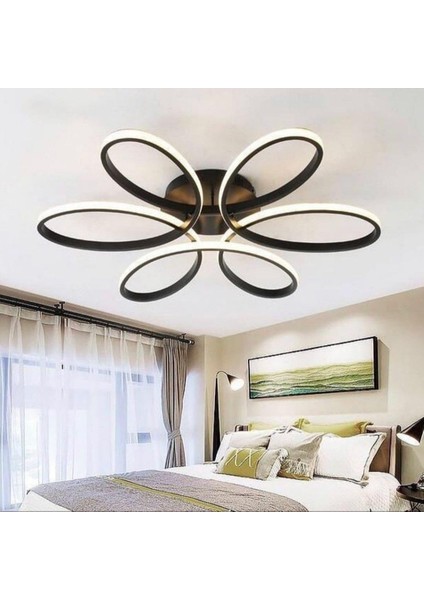 Luxor Oturma Odası Salon Yatak Odası için Siyah Kasa 60 cm Kumandalı 3 Renk Kumandalı LED Avize
