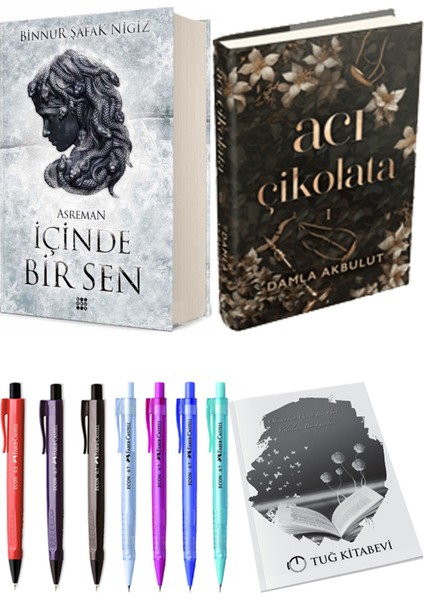 Acı Çikolata Ciltli ve İçinde Bir Sen 2 Asreman Ciltli Binnur Şafak Nigiz 2'li Set + Hediyeli