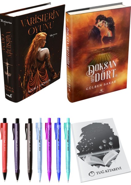 Doksan Artı Dört 2 Ciltli ve Varislerin Oyunu Ciltli Adora Yağmur 2li Set + Hediyeli