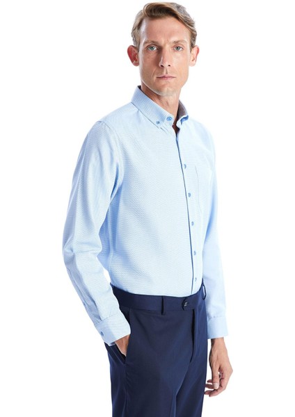 Lcwaıkıkı Classic Regular Fit Uzun Kollu Armürlü Erkek Dokulu Gömlek
