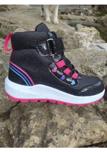 Kız Çocuk Yarım Bot Su Geçirmez Parlak Simli Cırt Cırtlı Termal Bot indirimleri