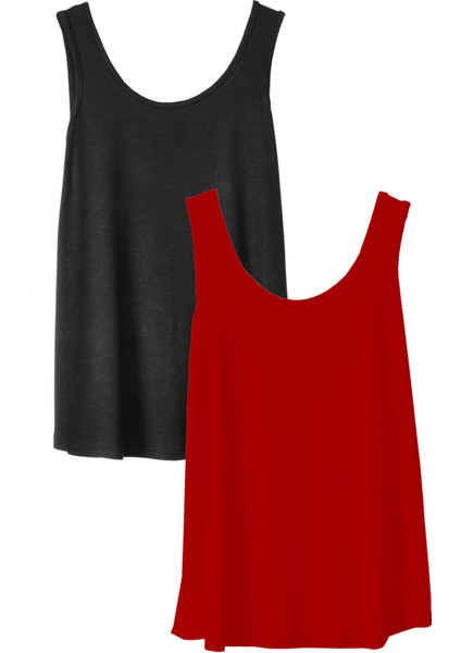 2 Adet A Kesim Pamuklu Kalın Askılı Atlet Tişört