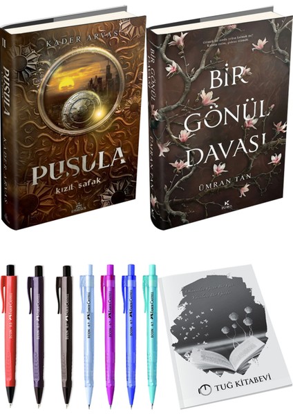 Bir Gönül Davası Ciltli ve Pusula 2 Kızıl Şafak Ciltli Kader Arvas 2'li Set + Hediyeli