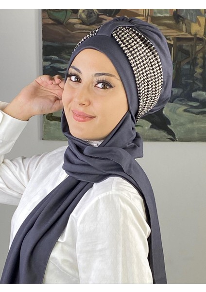 Gri Büzgülü Bone Şal modelleri