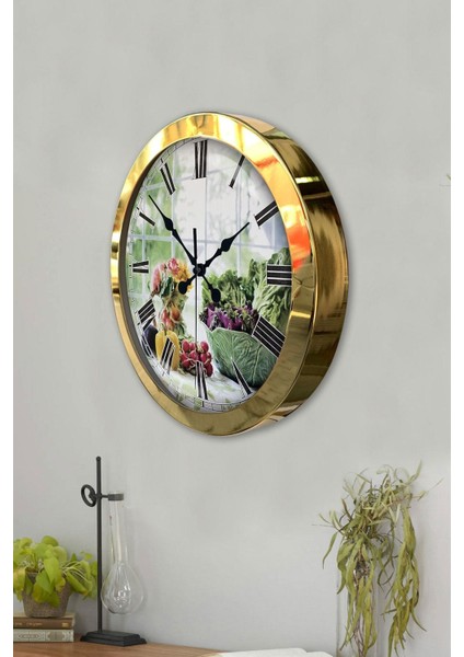 36 x 36 Hediyelik 36 cm Gold Metal Mutfak Duvar Saati Metal Altın modelleri