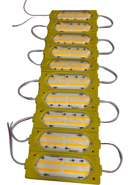 Vitrin Tezgah Mağza Ürün Gösteri Sarı Akvaryum Mutfak Dolap Ayna Modül LED Aydınlatma Işık Cob Mercekli 6W IP65 Dc 12V 90 x 35 mm