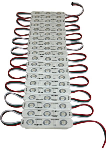 Samsung Rgb LED 3'lü Modül WS2811 Bireysel Adreslenebilir Işık 5050 Smd Dc 12V Su Geçirmez IP65 Mağaza Pencere Vitrin Yapışkanlı