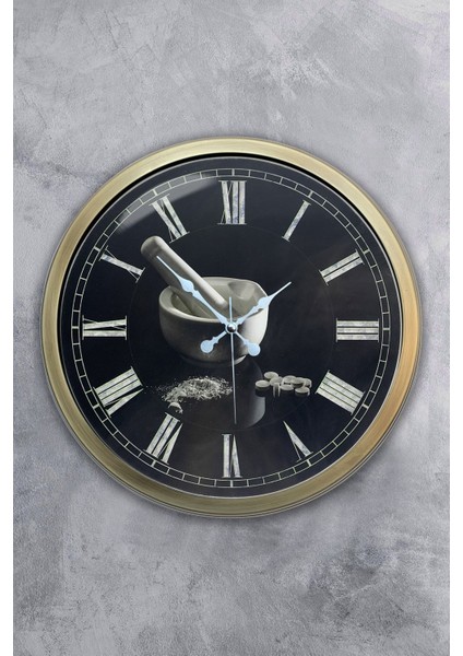 Siyah 40 cm Eskitme Metal Mutfak Duvar Saati Modern Yuvarlak 40 x 40