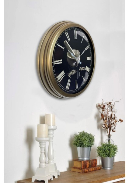 Siyah 40 cm Eskitme Metal Mutfak Duvar Saati Modern Yuvarlak 40 x 40 fiyatları