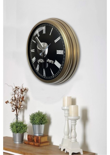Siyah 40 cm Eskitme Metal Mutfak Duvar Saati Modern Yuvarlak 40 x 40 modelleri