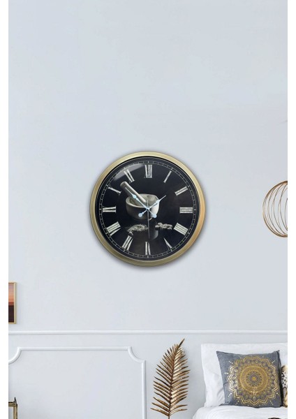 Siyah 40 cm Eskitme Metal Mutfak Duvar Saati Modern Yuvarlak 40 x 40 fırsatları