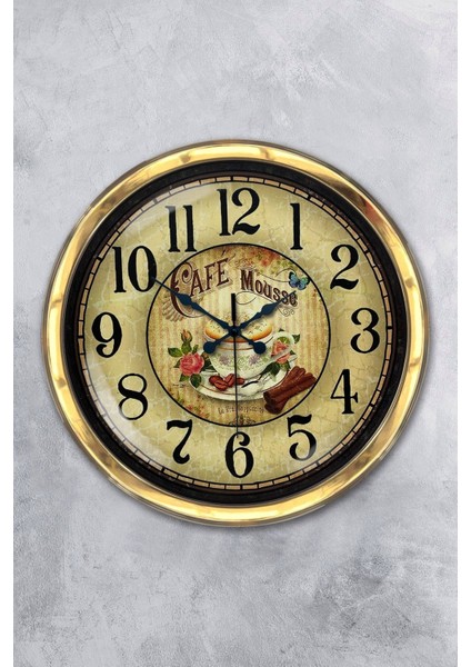 Altın Hediyelik 40 cm Gold Metal Mutfak Duvar Saati 40 x 40 Metal Modern