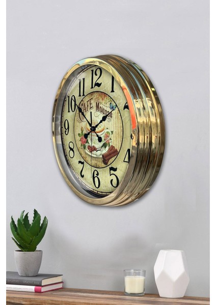 Altın Hediyelik 40 cm Gold Metal Mutfak Duvar Saati 40 x 40 Metal Modern modelleri