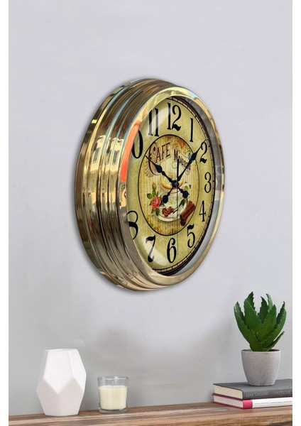 Altın Hediyelik 40 cm Gold Metal Mutfak Duvar Saati 40 x 40 Metal Modern fırsatları