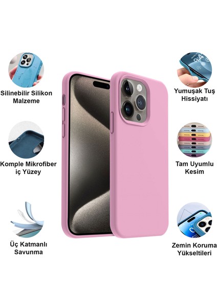 Apple iPhone 15 Pro Kılıf Lansman Premium Silinebilir Silikon