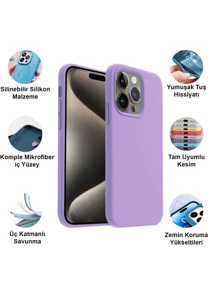 Apple iPhone 15 Pro Kılıf Lansman Premium Silinebilir Silikon